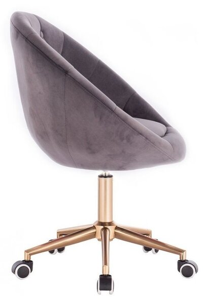 LuxuryForm DESIGN Křeslo VERA VELUR na zlaté podstavě s kolečky - tmavě šedé