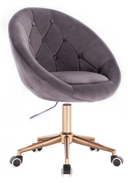 LuxuryForm DESIGN Křeslo VERA VELUR na zlaté podstavě s kolečky - tmavě šedé