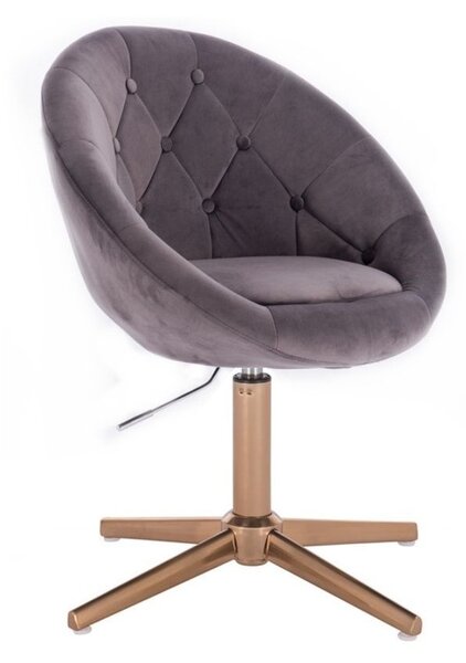 LuxuryForm DESIGN Křeslo VERA VELUR na zlatém kříži - tmavě šedé