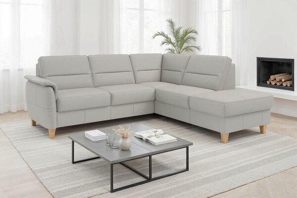 ROHOVÁ SEDAČKA, kůže, světle šedá Sit & More - Sedací soupravy, Online Only