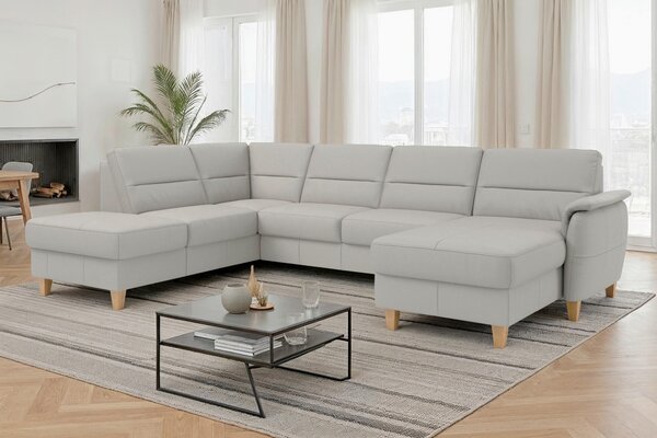 SEDACÍ SOUPRAVA, kůže, světle šedá Sit & More - Sedací soupravy, Online Only