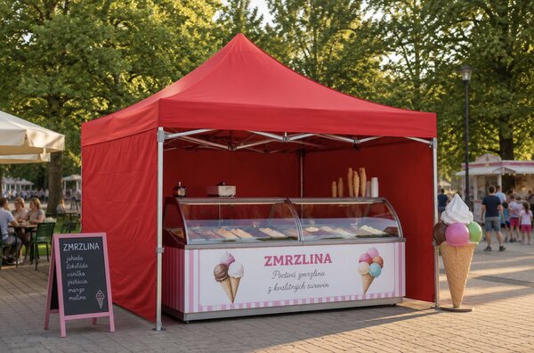 Nůžkový stan PREMIUM QUALITY červený 3 × 4,5 m