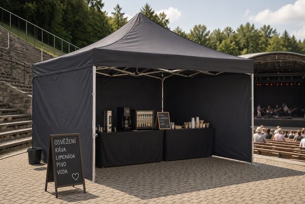 JAKS Nůžkový stan PREMIUM QUALITY černý 3 × 4,5 m