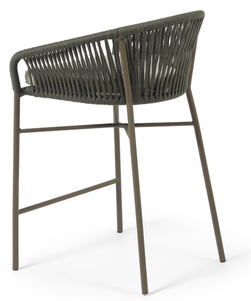 Zelená pletená barová židle Kave Home Yanet 65 cm