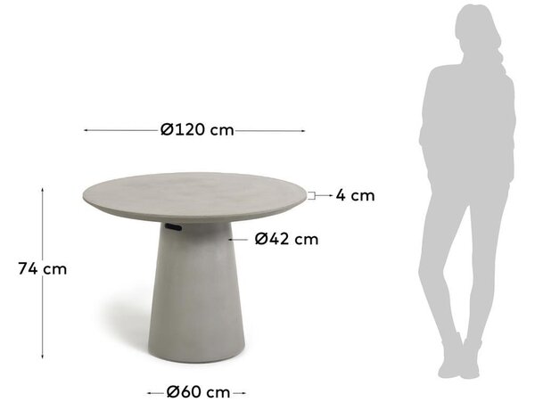 Šedý betonový zahradní stůl Kave Home Itai 120 cm