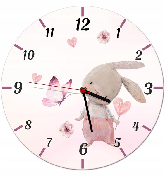 Nástěnné hodiny Naklejkomania růžové 30 cm