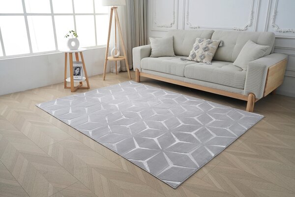 KOBEREC TKANÝ NA PLOCHO, 120/160 cm barvy stříbra Kayoom - Online Only koberce & rohožky, Online Only