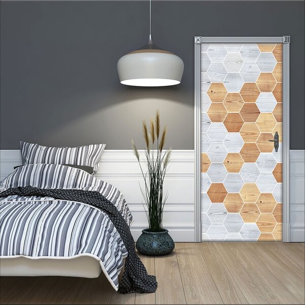 Vliesová obrazová tapeta na dveře Hexagony 33101, Photomurals, Vavex rozměry 0,91 x 2,11 m