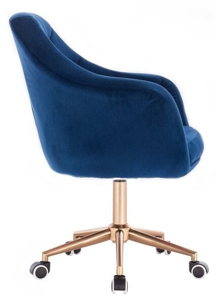 LuxuryForm DESIGN Křeslo ANDORA VELUR na zlaté podstavě s kolečky - modré