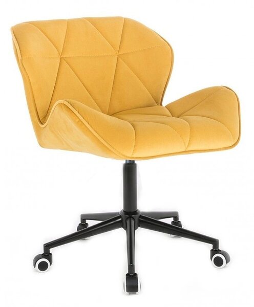 LuxuryForm Židle MILANO VELUR na černé podstavě s kolečky - žlutá