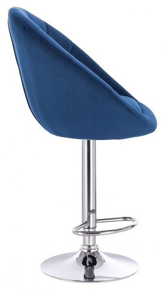 LuxuryForm Barová židle VERA VELUR na kulaté stříbrné podstavě - modrá