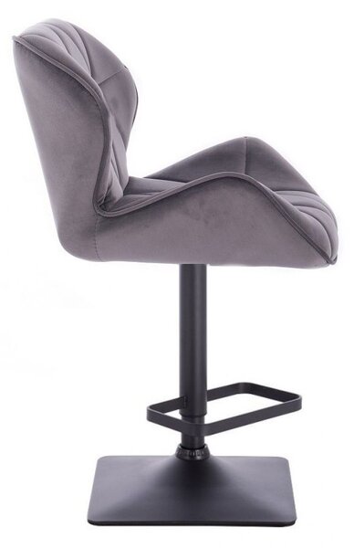 LuxuryForm DESIGN Barová židle MILANO VELUR na černé hranaté podstavě - tmavě šedá