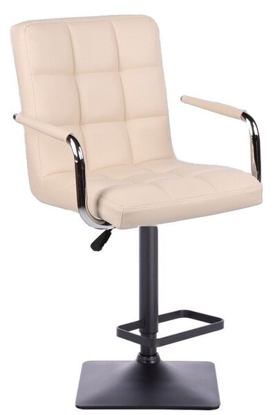 LuxuryForm Barová židle VERONA na černé podstavě - krémová