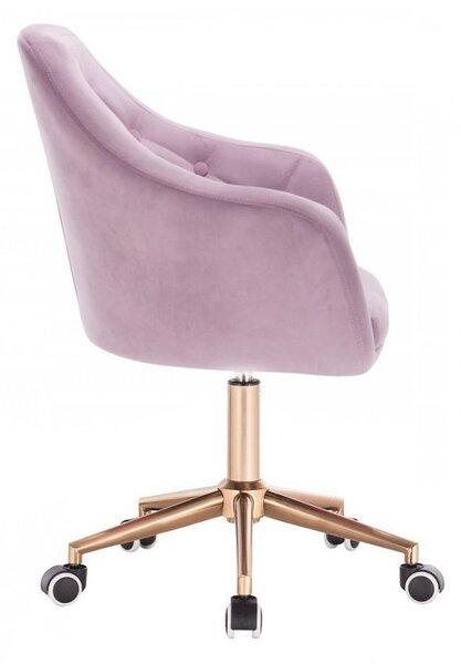 LuxuryForm DESIGN Křeslo ANDORA VELUR na zlaté podstavě s kolečky - levandule
