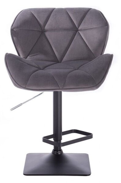 LuxuryForm DESIGN Barová židle MILANO VELUR na černé hranaté podstavě - tmavě šedá