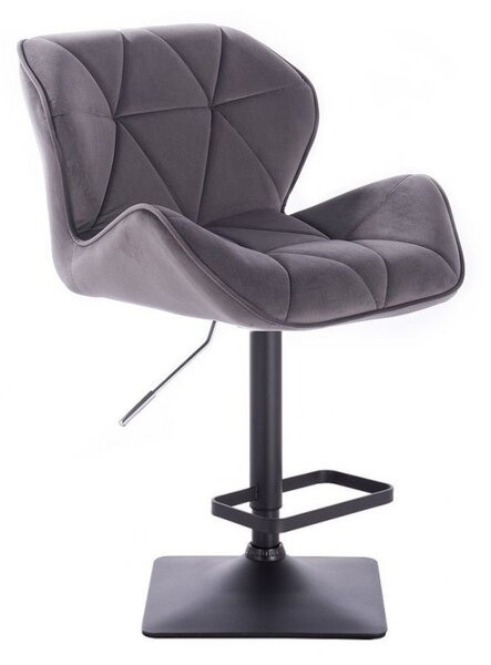 LuxuryForm Barová židle MILANO VELUR na černé podstavě - tmavě šedá