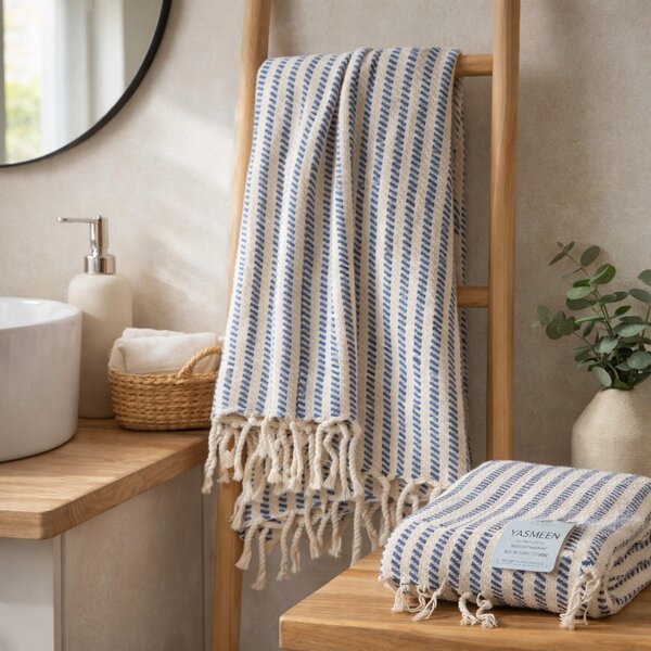 Yasmeen Premium SOFT Modrý (Chabrowy) ručník do Hammam - Peshtemal
