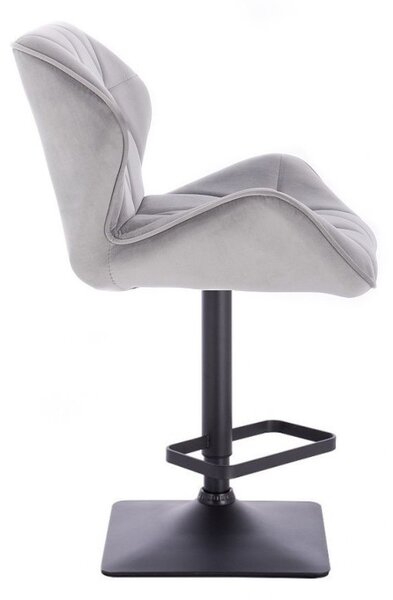 LuxuryForm DESIGN Barová židle MILANO VELUR na černé hranaté podstavě - světle šedá