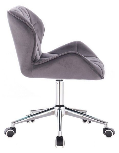 LuxuryForm DESIGN Židle MILANO VELUR na stříbrné podstavě s kolečky - tmavě šedá