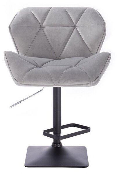 LuxuryForm DESIGN Barová židle MILANO VELUR na černé hranaté podstavě - světle šedá