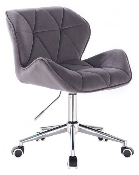 LuxuryForm Židle MILANO VELUR na stříbrné podstavě s kolečky - tmavě šedá