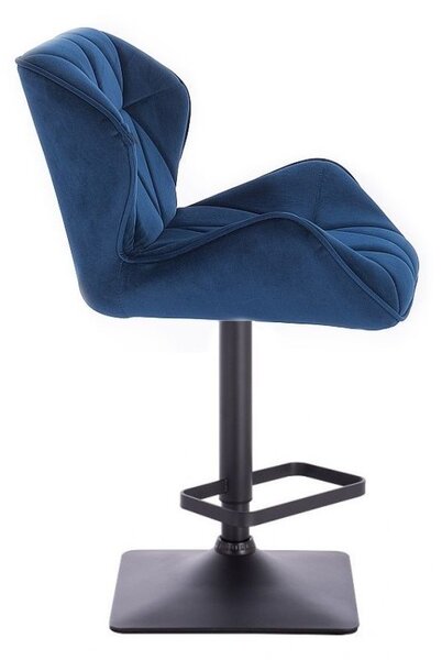 LuxuryForm DESIGN Barová židle MILANO VELUR na černé hranaté podstavě - modrá