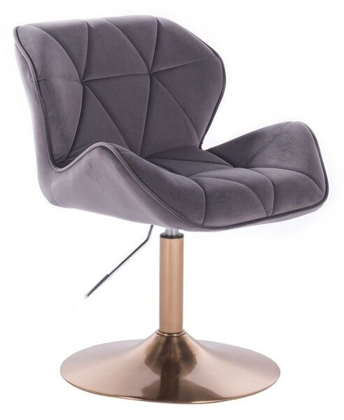 LuxuryForm DESIGN Židle MILANO VELUR na zlatém talíři - tmavě šedá