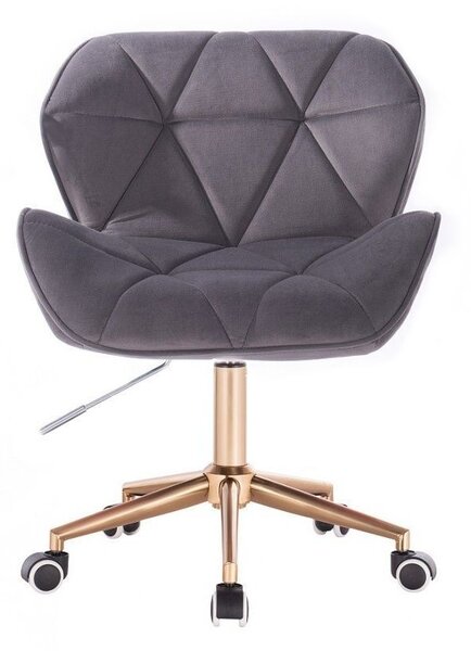 LuxuryForm DESIGN Židle MILANO VELUR na zlaté podstavě s kolečky - tmavě šedá