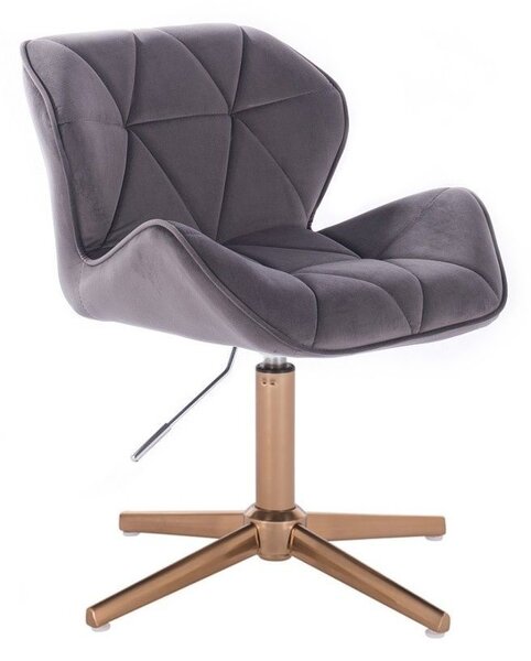 LuxuryForm DESIGN Židle MILANO VELUR na zlatém kříži - tmavě šedá