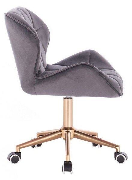 LuxuryForm DESIGN Židle MILANO VELUR na zlaté podstavě s kolečky - tmavě šedá