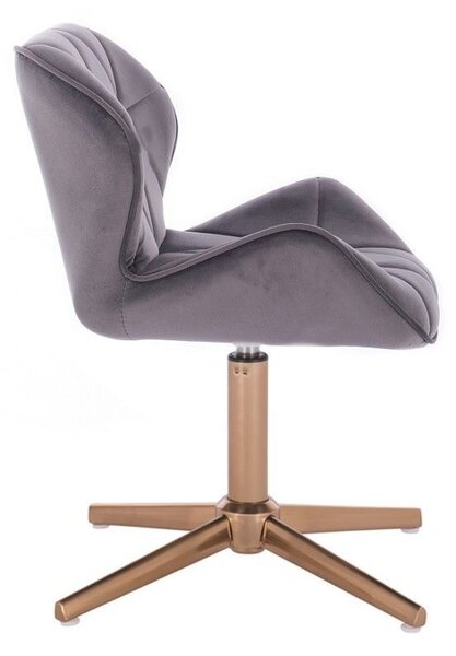 LuxuryForm DESIGN Židle MILANO VELUR na zlatém kříži - tmavě šedá