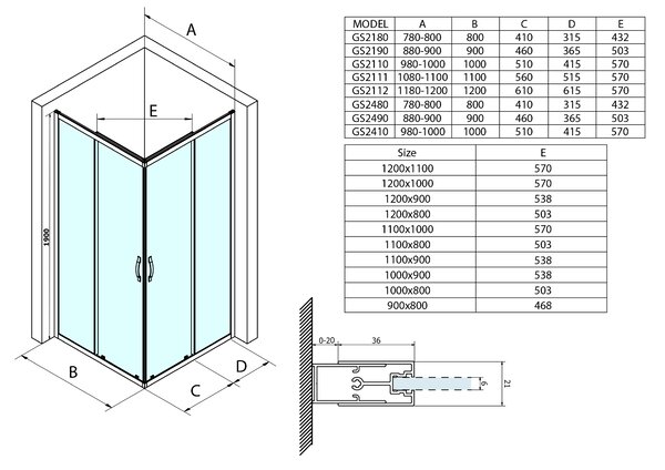 Gelco Gelco, SIGMA SIMPLY obdélníková sprchová zástěna 1100x800 mm, L/P varianta, rohový vstup, GS2111-04