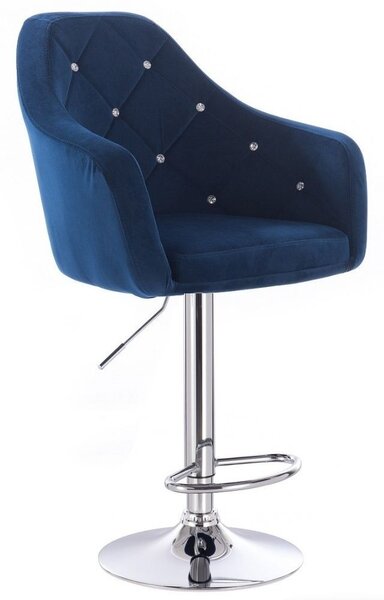 LuxuryForm Barová židle ROMA VELUR na stříbrném talíři - modrá