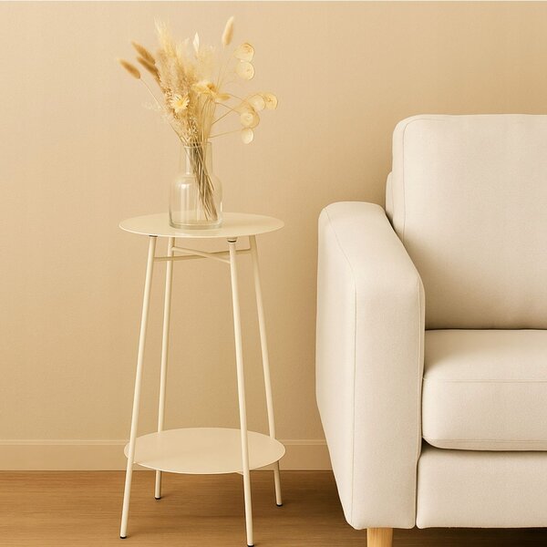 Stolek Home Styling Collection kulatý 35 x 35 x 60 cm, béžové odstíny