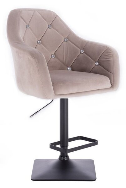 LuxuryForm DESIGN Barová židle ROMA VELUR na černé hranaté podstavě - světle šedá