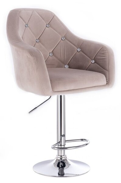 LuxuryForm Barová židle ROMA VELUR na stříbrném talíři - světle šedá