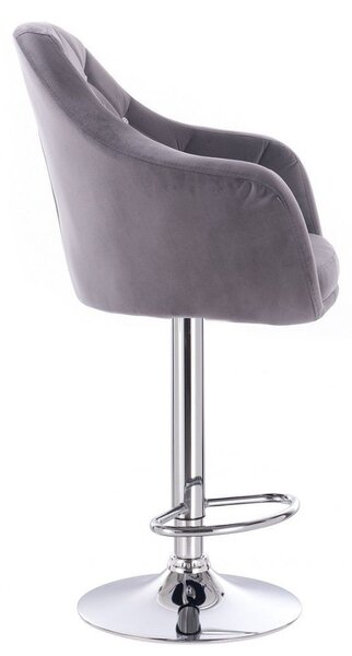LuxuryForm DESIGN Barová židle ROMA VELUR na stříbrném talíři - tmavě šedá