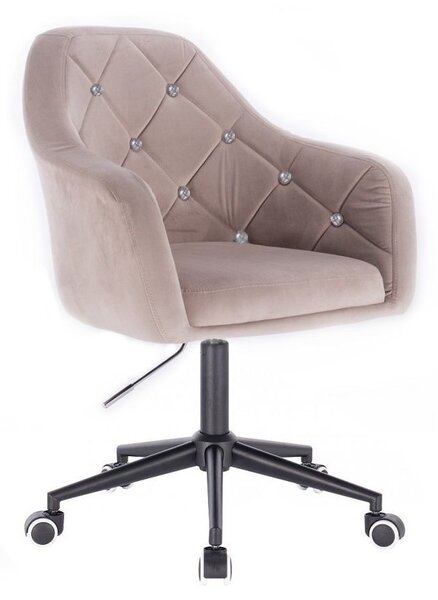 LuxuryForm DESIGN Křeslo ROMA VELUR na černé podstavě s kolečky - světle šedé