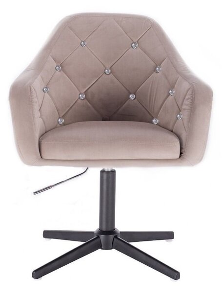 LuxuryForm DESIGN Křeslo ROMA VELUR na černém kříži - světle šedé