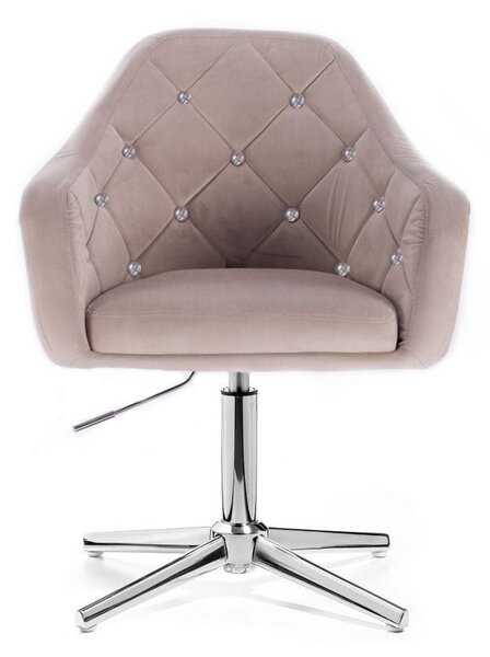 LuxuryForm DESIGN Křeslo ROMA VELUR na stříbrném kříži - světle šedé