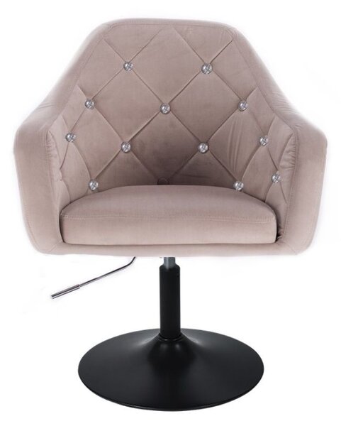LuxuryForm DESIGN Křeslo ROMA VELUR na černém talíři - světle šedé
