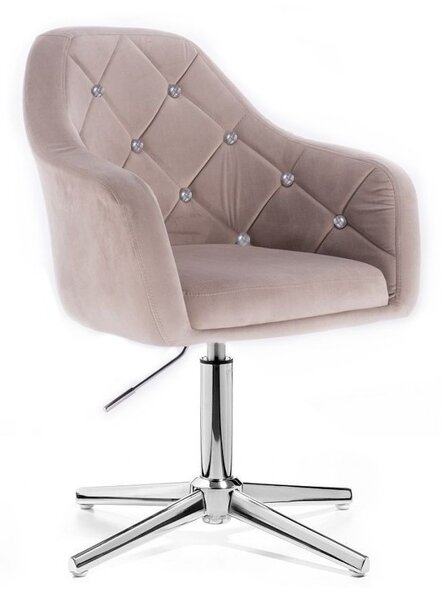 LuxuryForm DESIGN Křeslo ROMA VELUR na stříbrném kříži - světle šedé