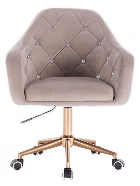 LuxuryForm DESIGN Křeslo ROMA VELUR na zlaté podstavě s kolečky - světle šedé