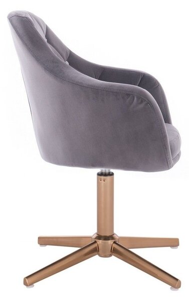 LuxuryForm DESIGN Křeslo ROMA VELUR na zlatém kříži - tmavě šedé
