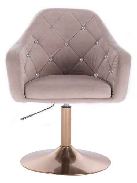 LuxuryForm DESIGN Křeslo ROMA VELUR na zlatém talíři - světle šedé