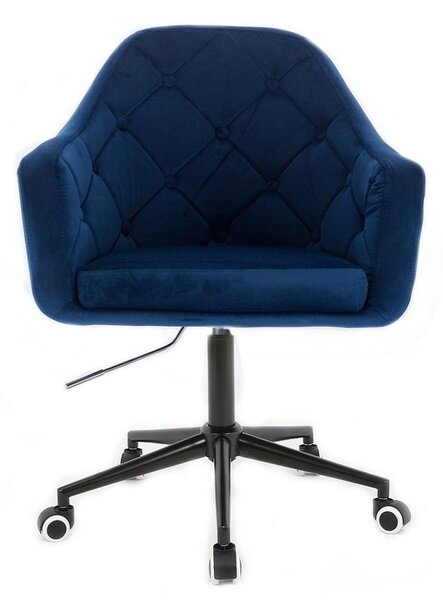 LuxuryForm DESIGN Křeslo ANDORA VELUR na černé podstavě s kolečky - modré