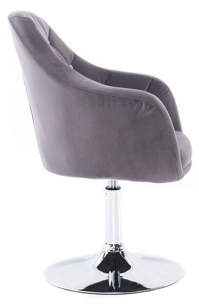 LuxuryForm DESIGN Křeslo ROMA VELUR na stříbrném talíři - tmavě šedé