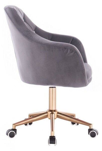 LuxuryForm DESIGN Křeslo ROMA VELUR na zlaté podstavě s kolečky - tmavě šedé