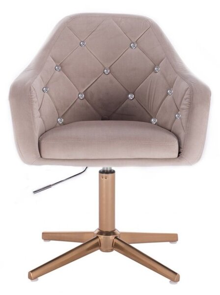 LuxuryForm DESIGN Křeslo ROMA VELUR na zlatém kříži - světle šedé