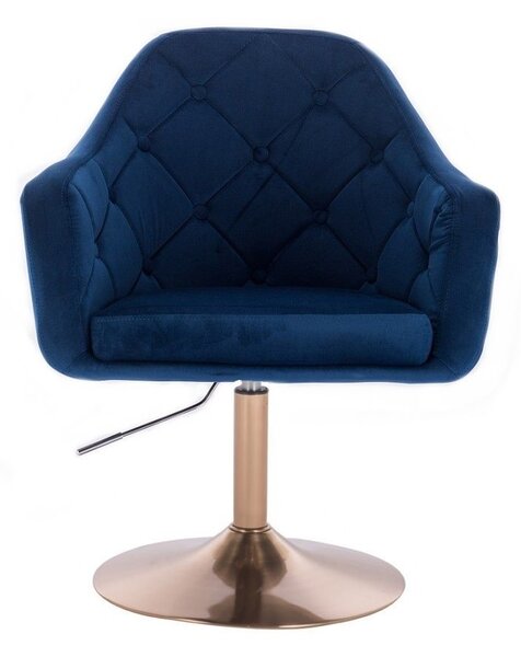 LuxuryForm DESIGN Křeslo ANDORA VELUR na zlatém talíři - modré
